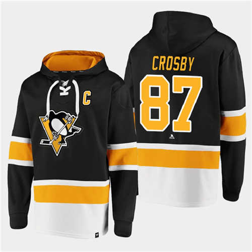 Pittsburgh Penguins #87 Sidney Crosby Black All Stitched Sweatshirt Hoodie